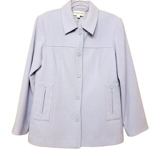 Pendleton | Women's Vintage Light Blue Merino Wool Pea Coat (Size Large)